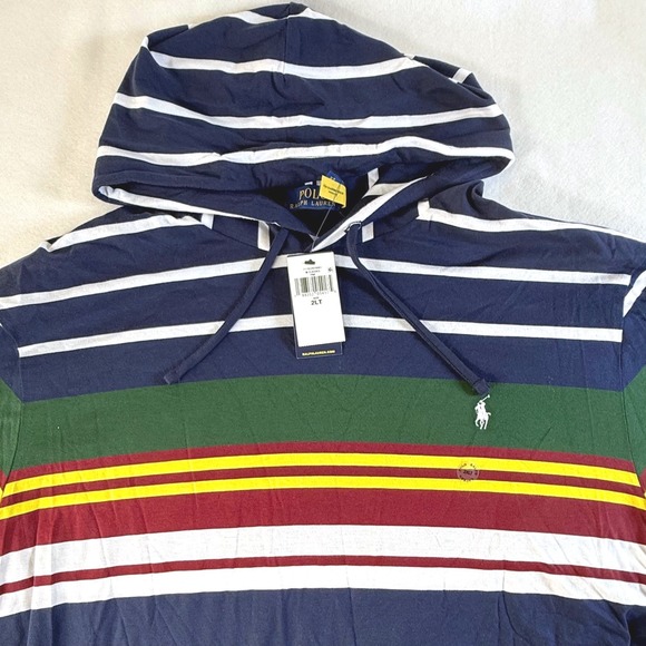 Polo Ralph Lauren Other - Polo Ralph Lauren Hooded T-Shirt Mens 2XLT Striped Long Sleeve Pine Colorful NEW